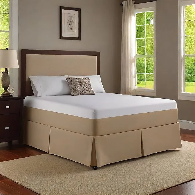 10 Inch Drop Bed Skirt Taupe Solid Egyptian Cotton 1000TC