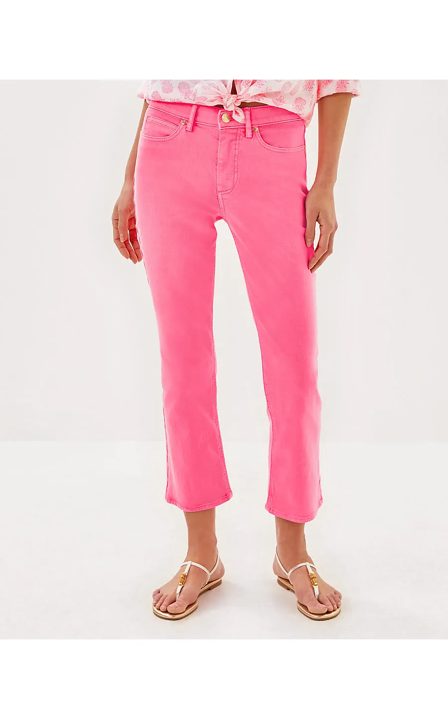 27" Annet High Rise Crop Flare Jean - Rousseau Pink