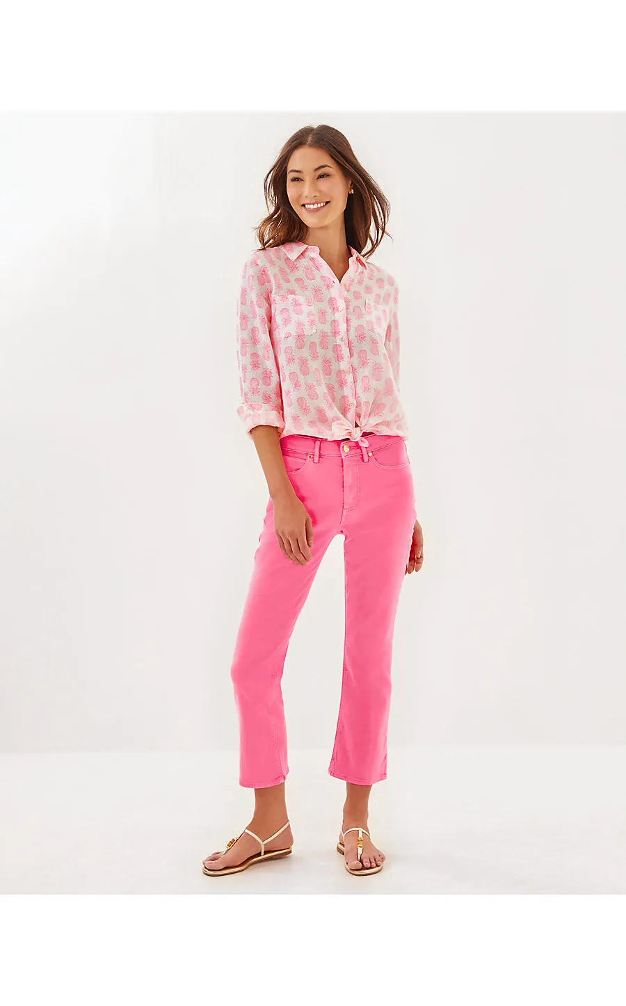 27" Annet High Rise Crop Flare Jean - Rousseau Pink