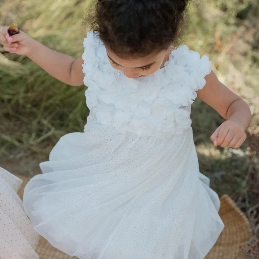 3D Flower Dress - White