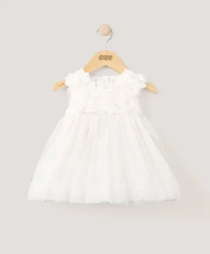 3D Flower Dress - White