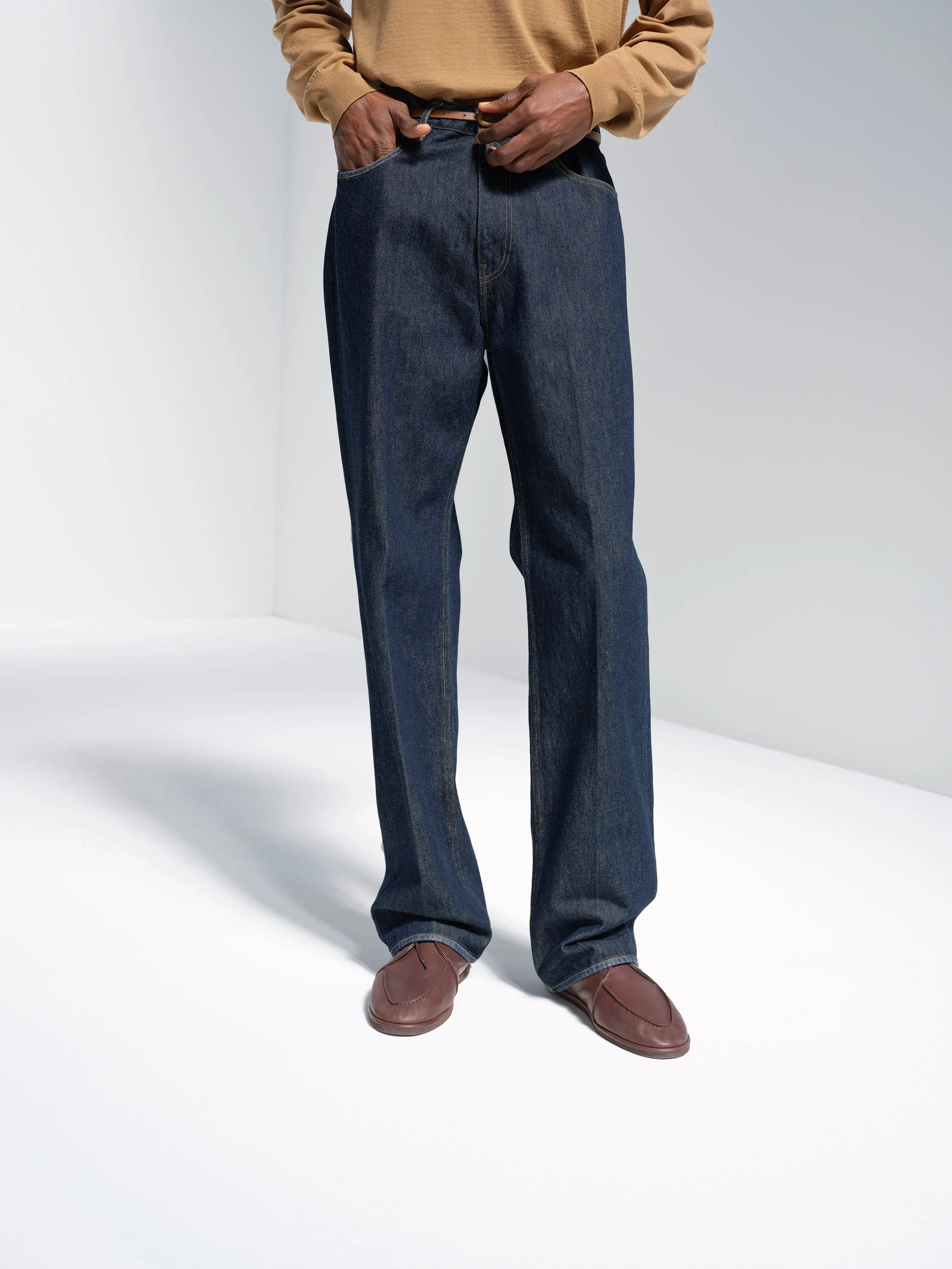 Auralee Hard Twist Denim 5P Pants - Indigo
