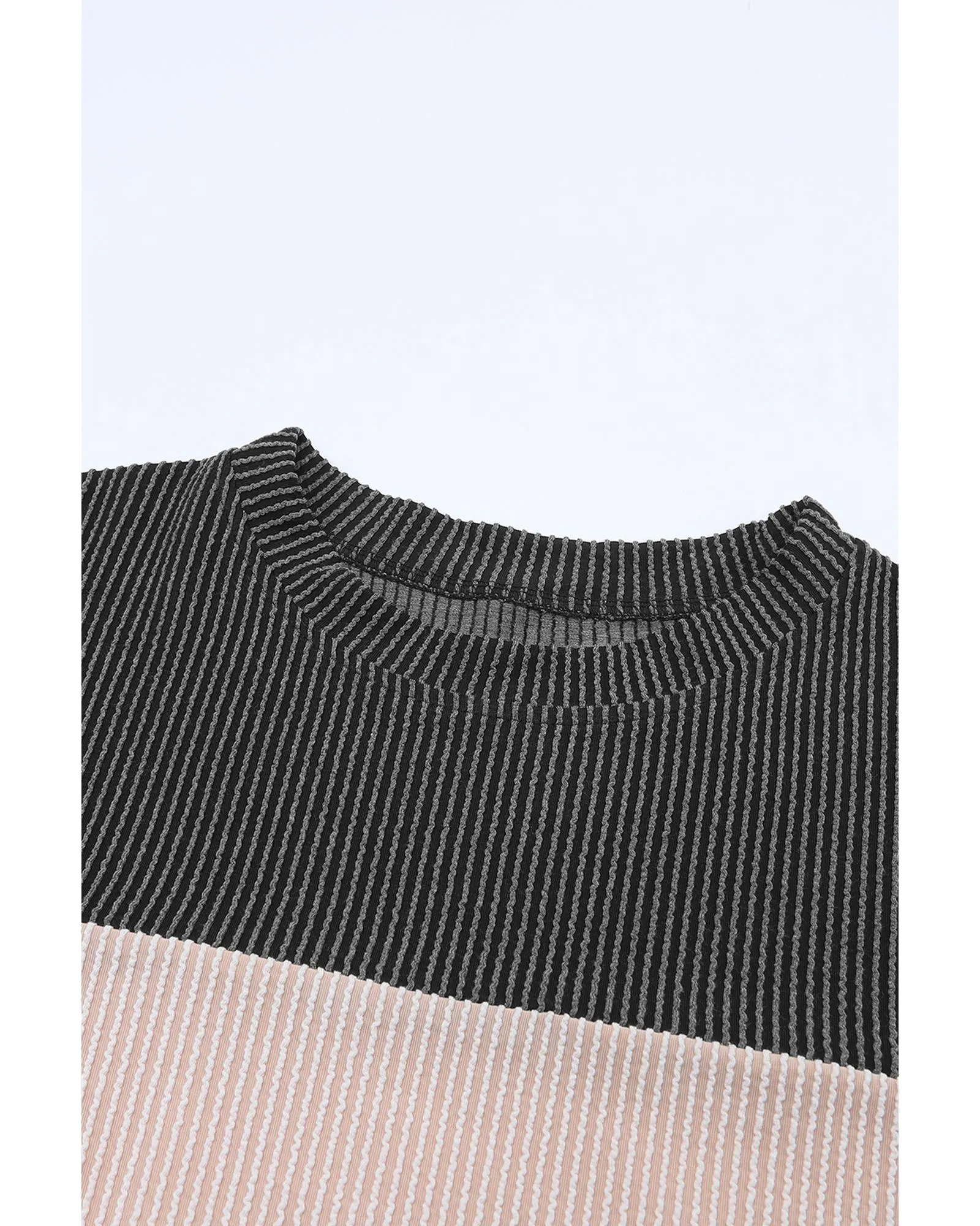 Azura Exchange Color Block Long Sleeve Ribbed Loose Top - M