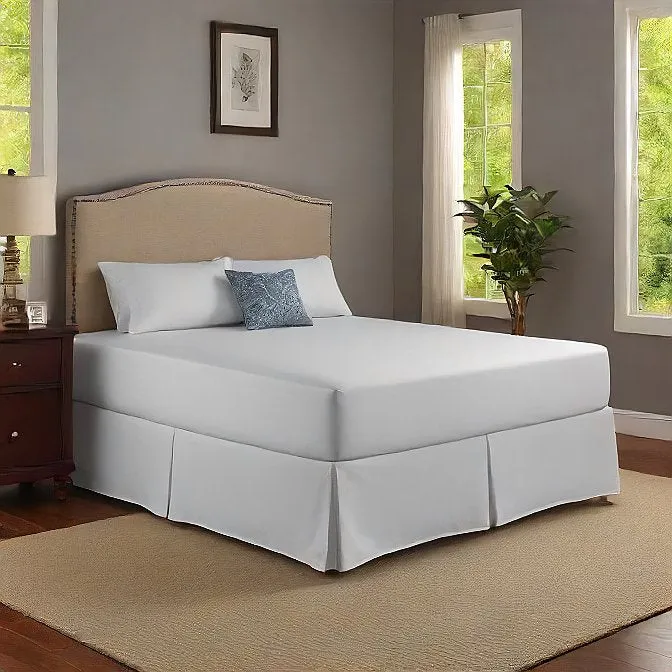 Bed Skirt Solid White Egyptian Cotton 10 Inches Drop 1000TC