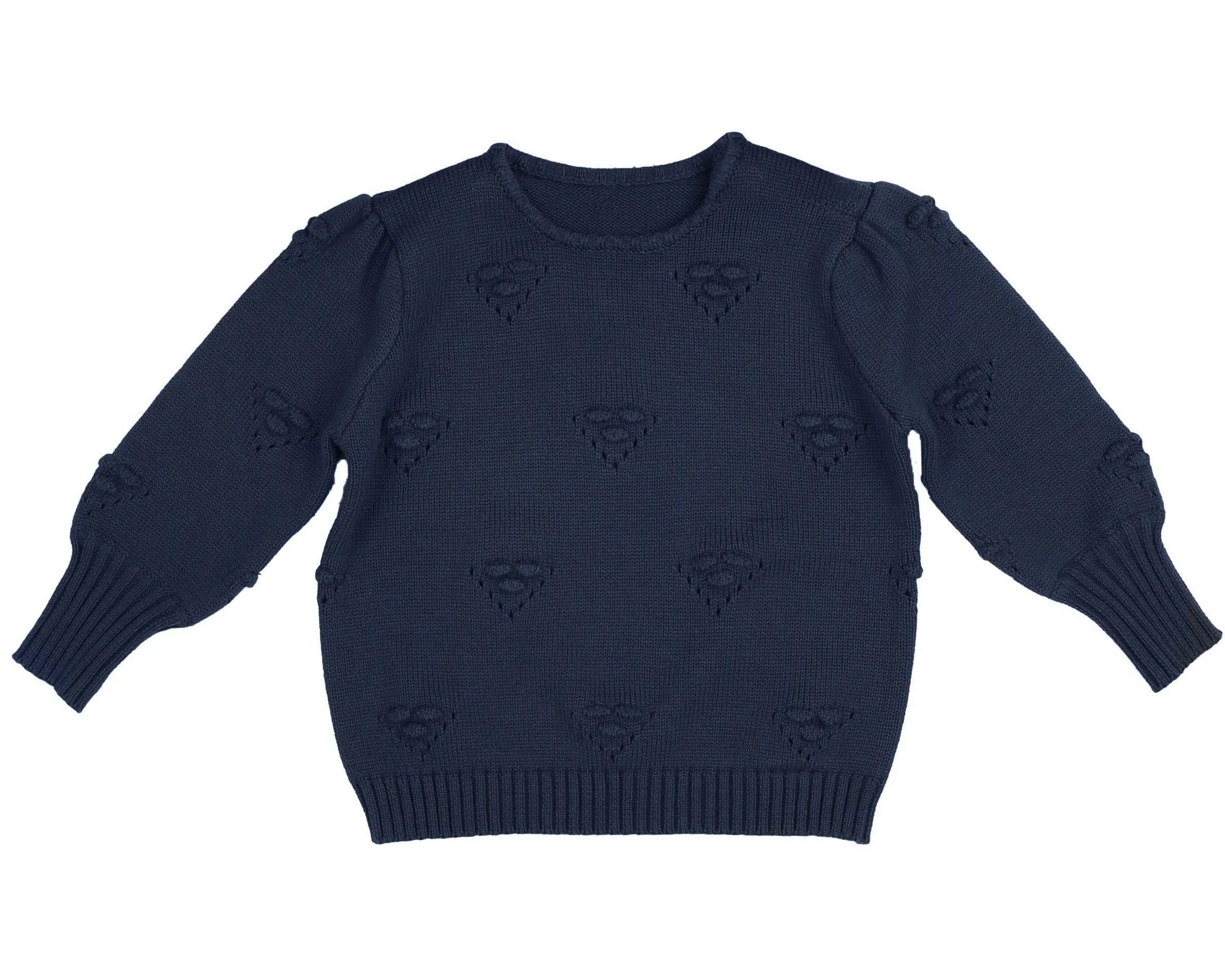 Belati Navy Bubble Detail Knit Top (BKN484)