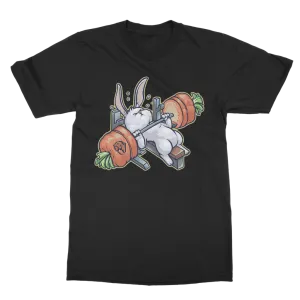 Benchpressing white bunny T-shirt (UK)