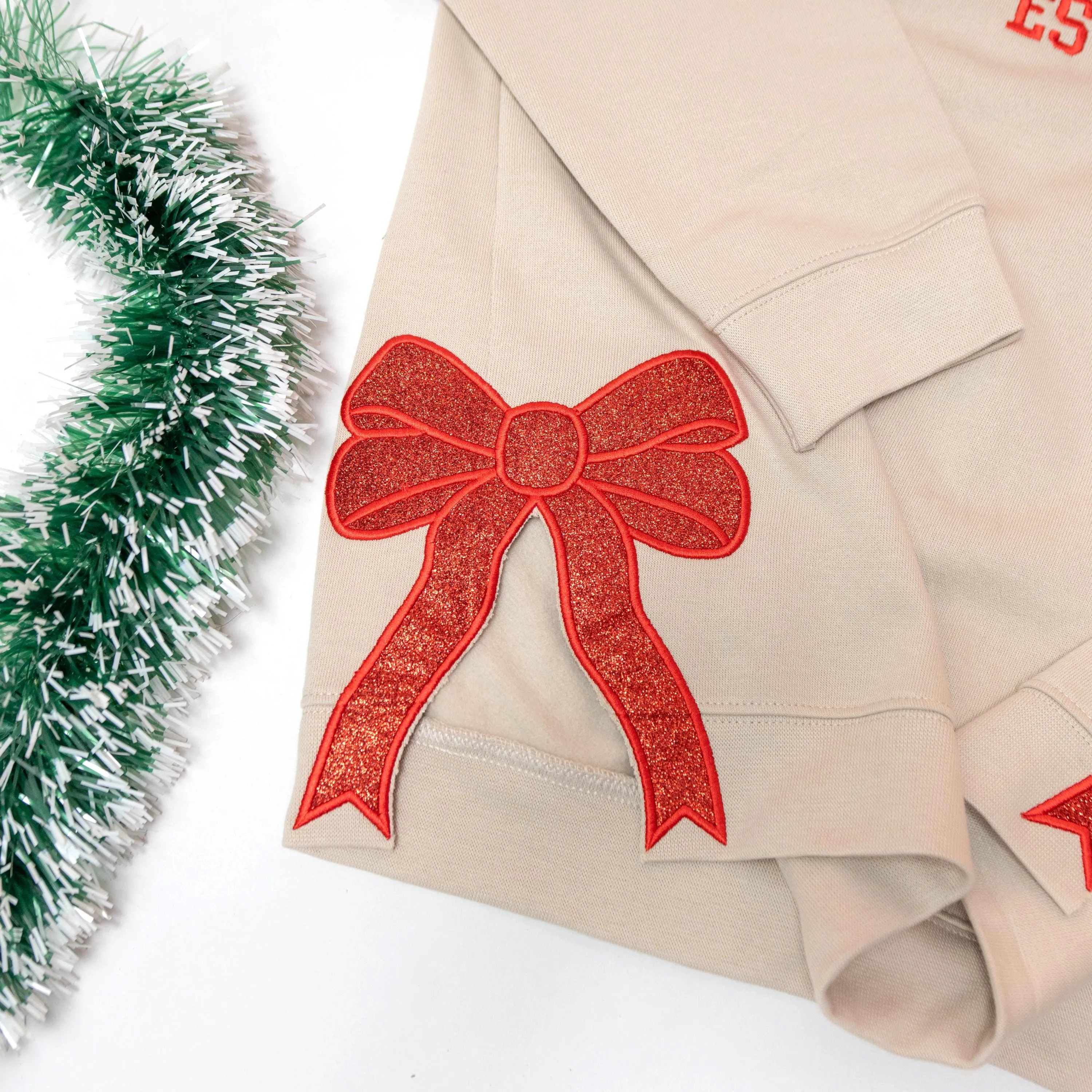 Besties Side Bow Cut-Out Sweatshirt With Glitter, Trendy Coquette Bow, Gifts for Best Friends, Besties, BFFs, Work Besties, Sisters