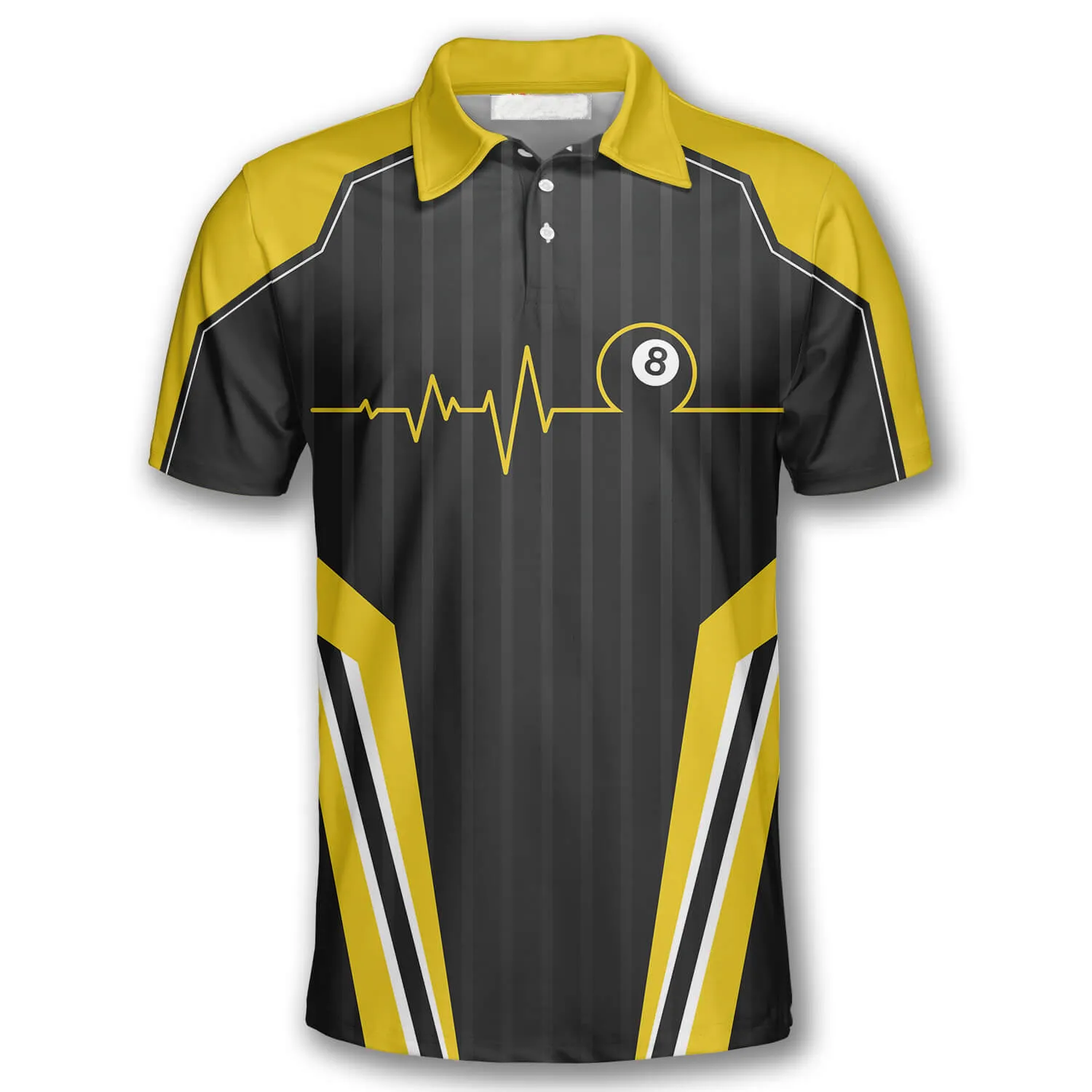 Billiard Yellow Heartbeat Sports Style Custom Billiard Shirts for Men, Best Shirt Team Billiard Uniform