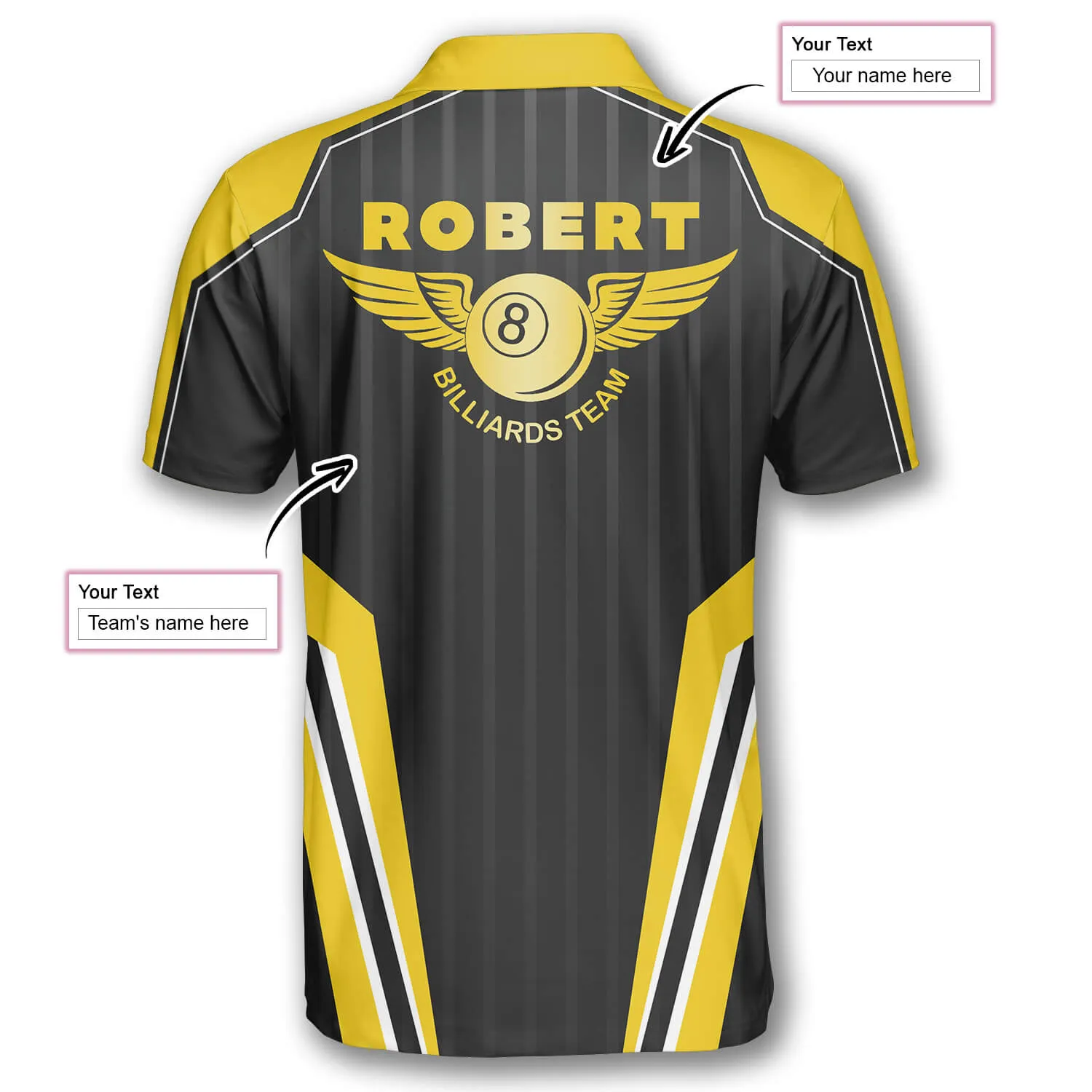 Billiard Yellow Heartbeat Sports Style Custom Billiard Shirts for Men, Best Shirt Team Billiard Uniform
