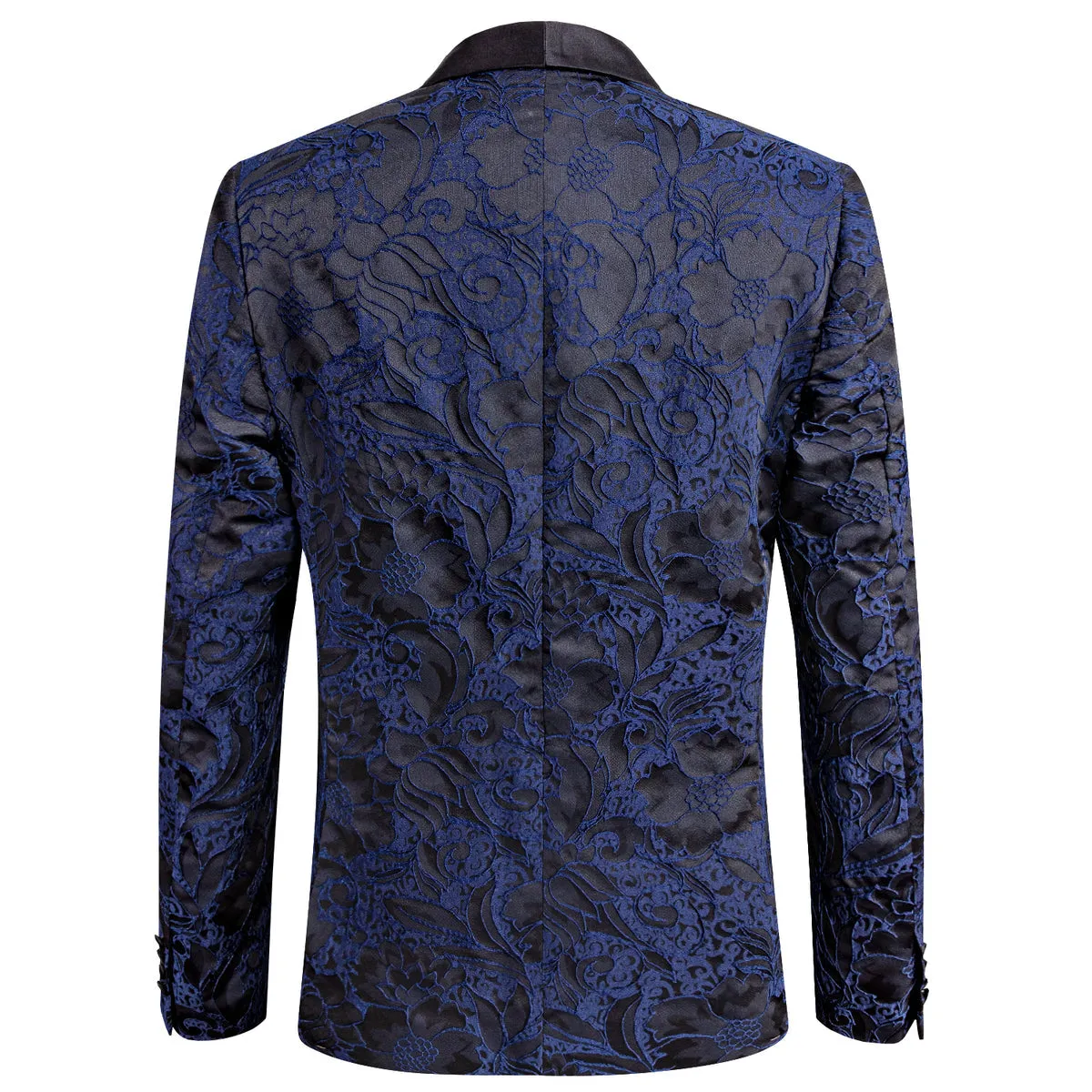 Blue and Black Floral Tuxedo Jacket