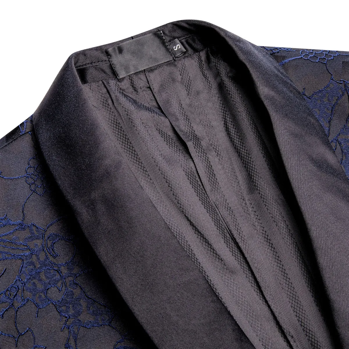 Blue and Black Floral Tuxedo Jacket