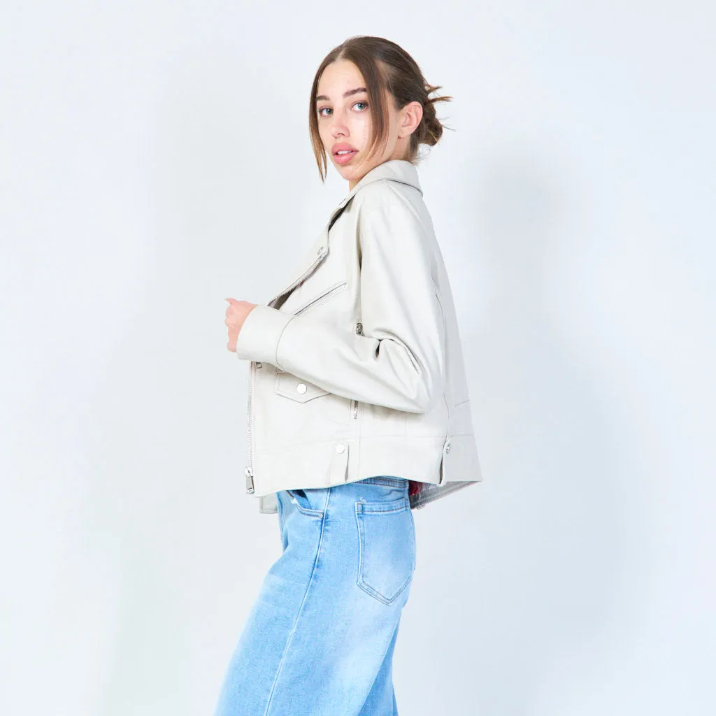 Bold biker leather jacket wholesale