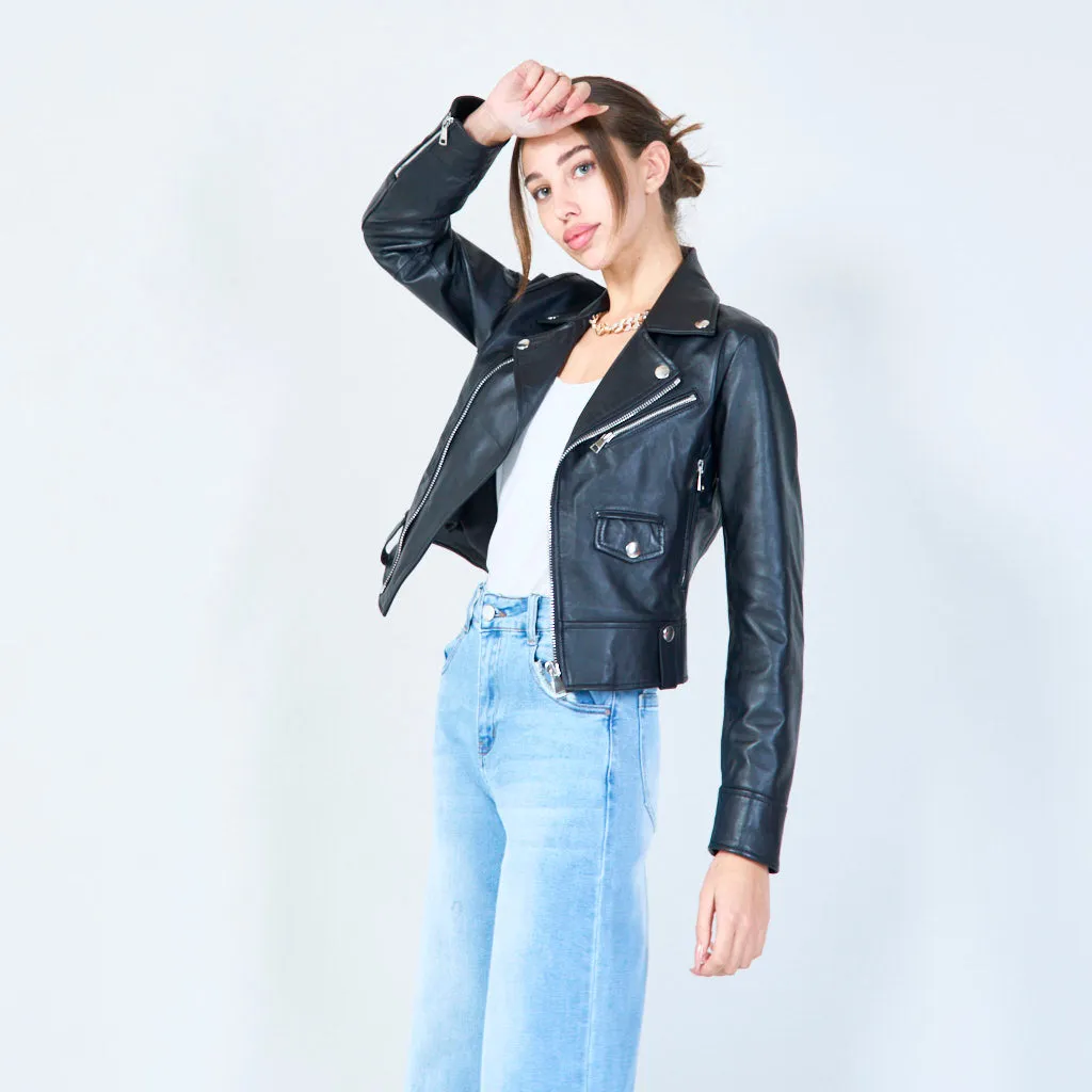 Bold biker leather jacket wholesale