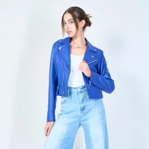 Bold biker leather jacket wholesale