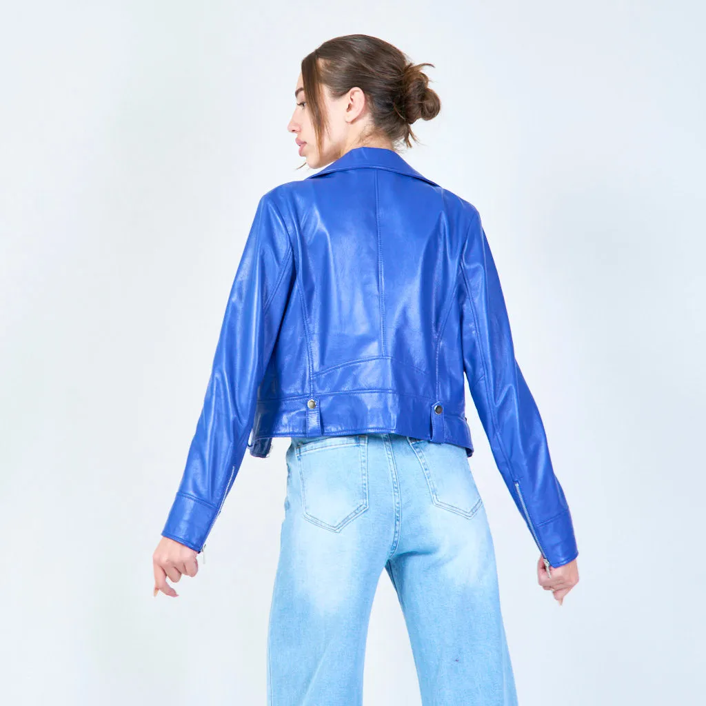 Bold biker leather jacket wholesale