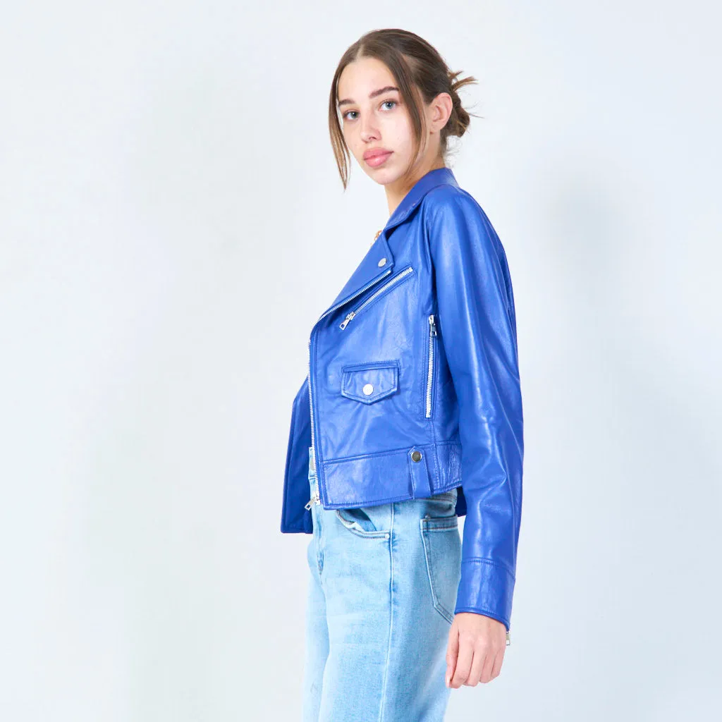 Bold biker leather jacket wholesale