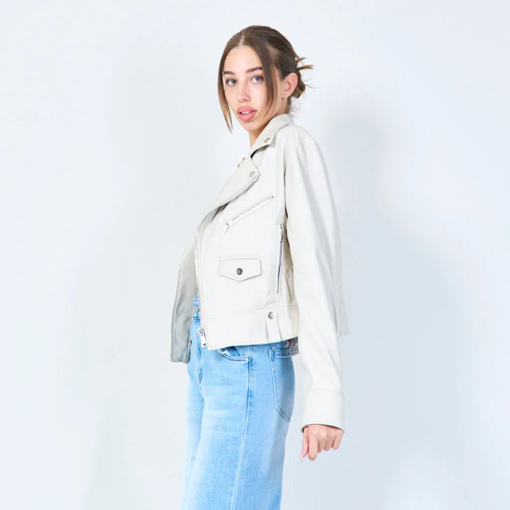 Bold biker leather jacket wholesale