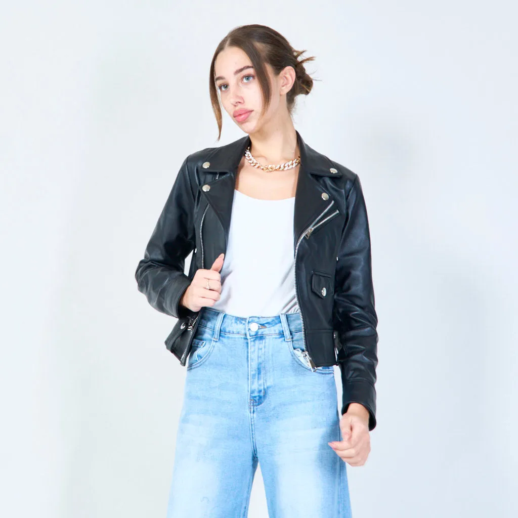 Bold biker leather jacket wholesale