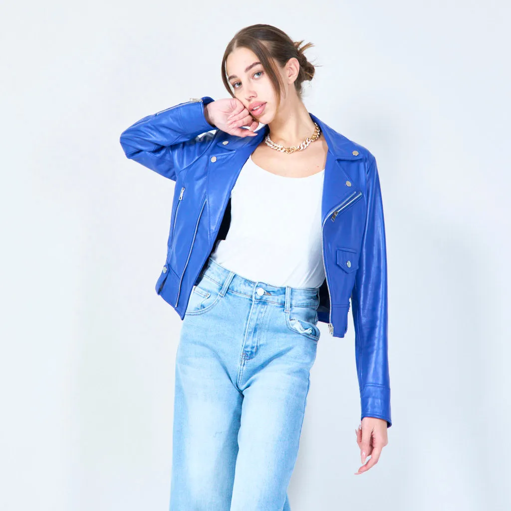 Bold biker leather jacket wholesale