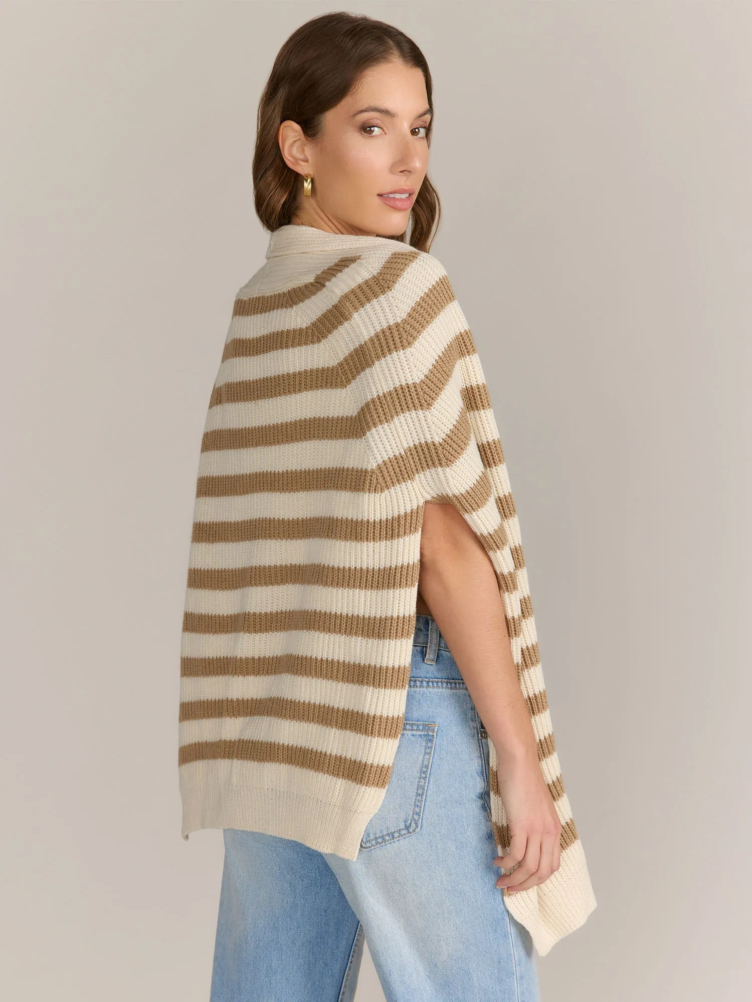 Bold Stripe Faux Draped Sweater Ruana