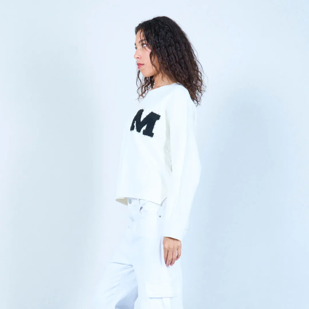 Casual sweater with letter patch detail wholesale
