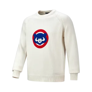 CHICAGO CUBS FULL TURN MEN'S 1984 LOGO WHITE CREW NECK SWEATER