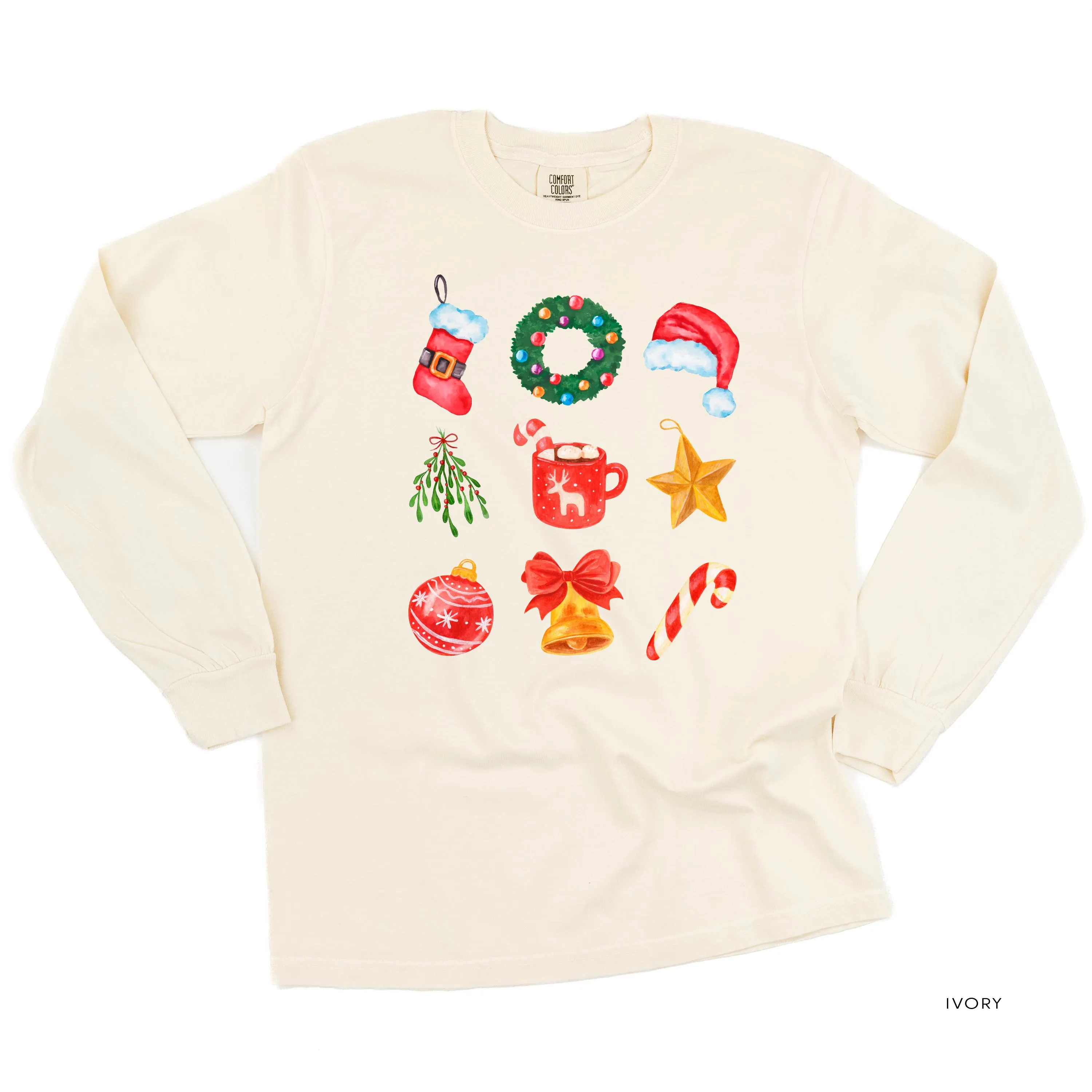 Classic Watercolor Christmas - LONG SLEEVE Comfort Colors Tee