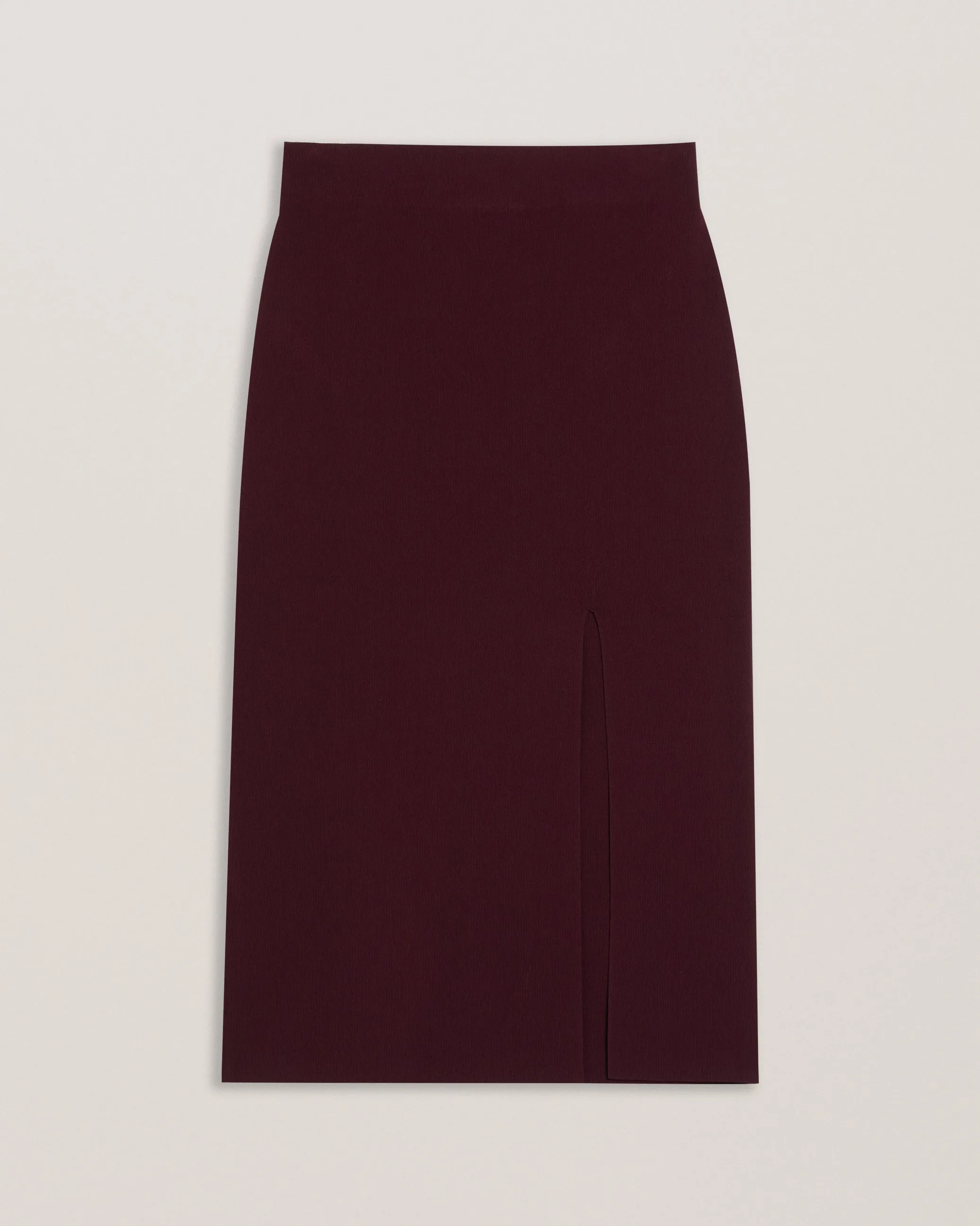 Darleee Bodycon Knitted Skirt With Front Split Dk-Red