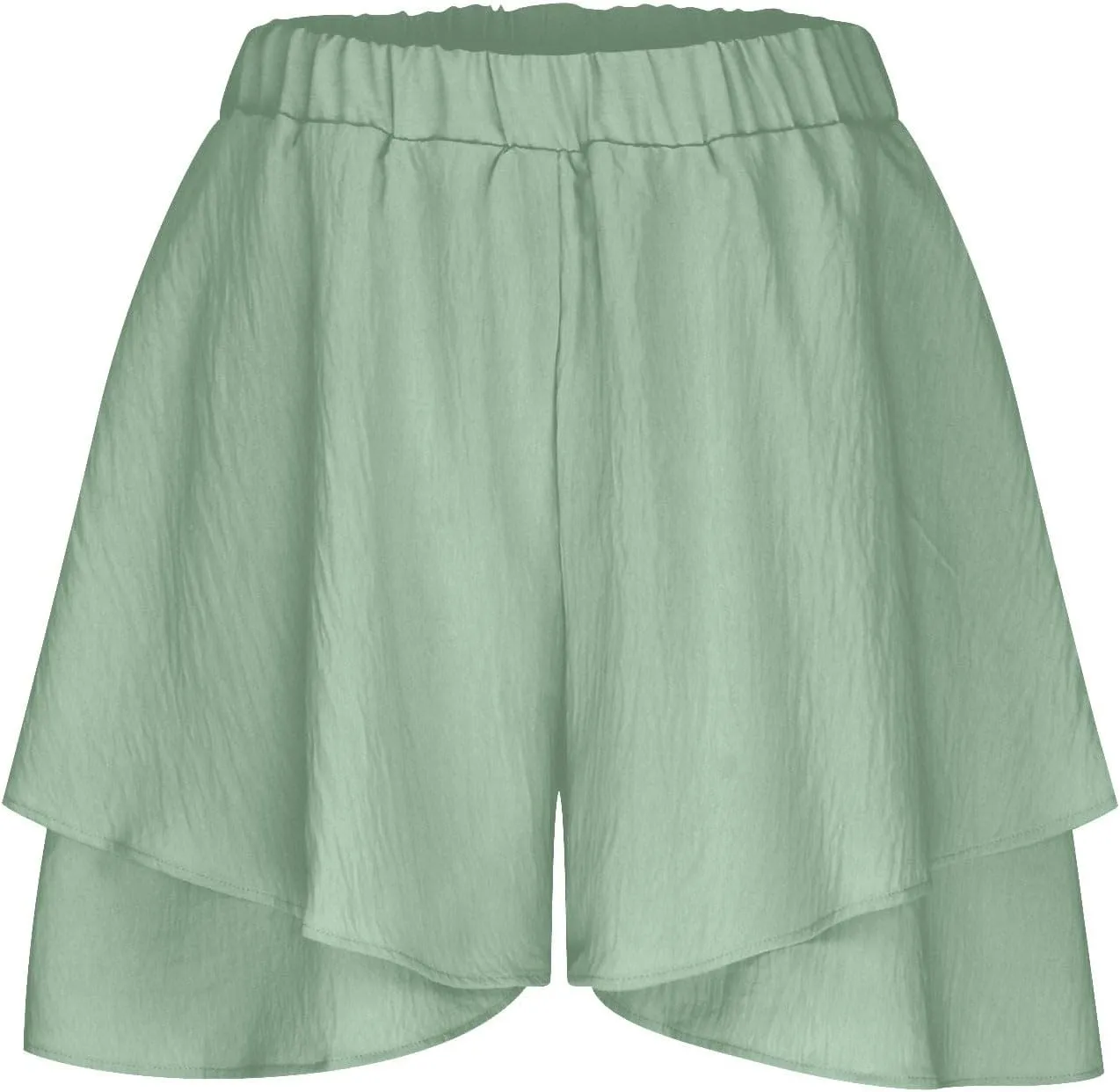 DDAPJ pyju Womens Summer Casual Shorts Double Ruffle Golf Skirts Elastic High Waist Wide Leg Flowy Shorts Beach Skorts