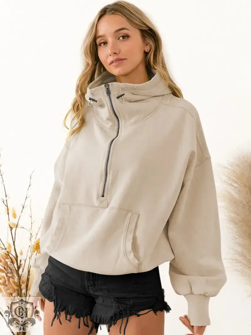 Drawstring Solid Colour Hoodie