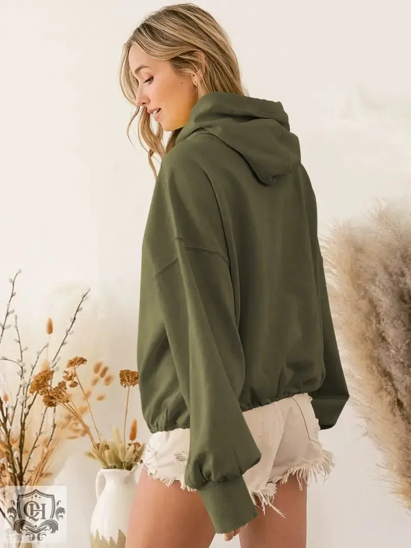 Drawstring Solid Colour Hoodie