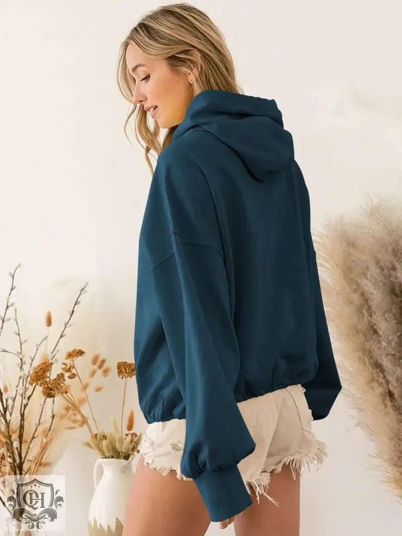 Drawstring Solid Colour Hoodie