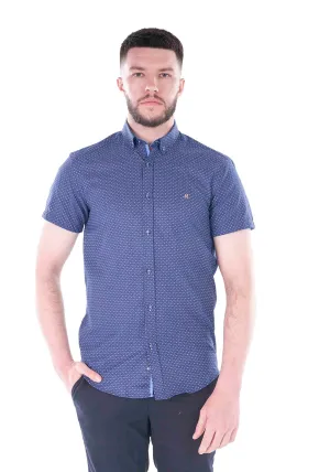 Drey Short Sleeve Print Shirt - Navy
