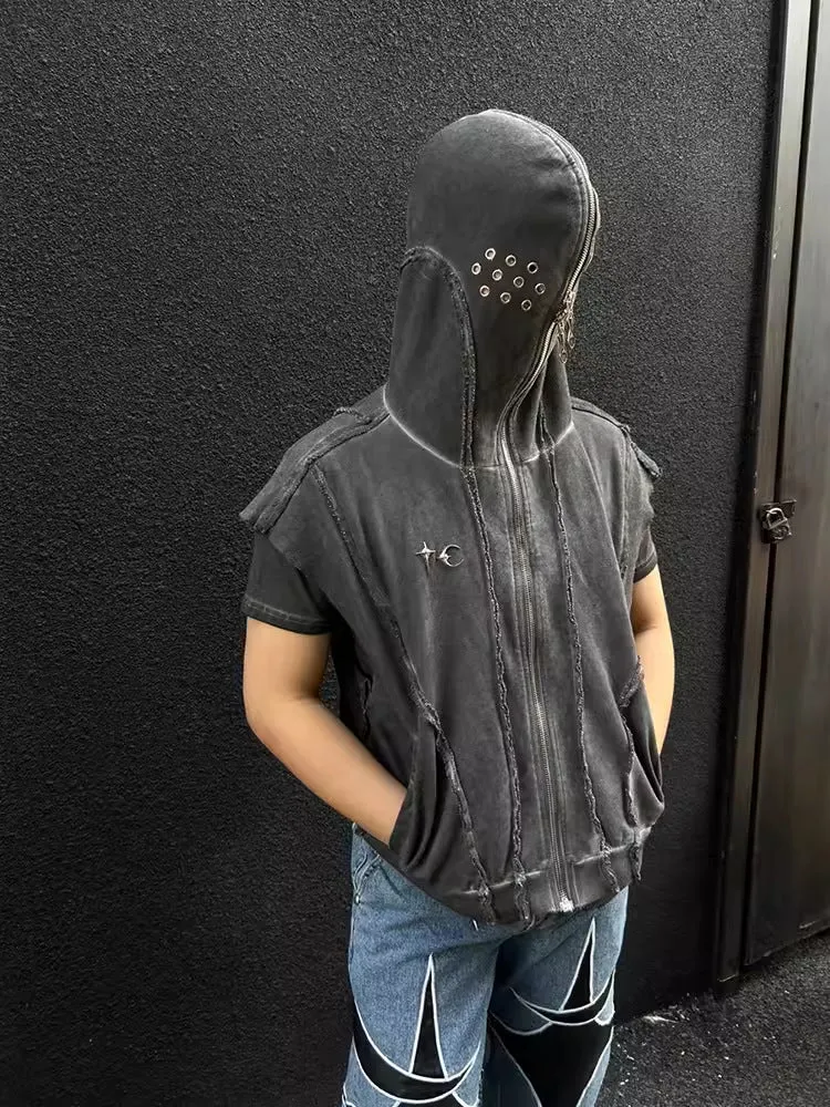 Edgy Zip Sleeveless Hoodie
