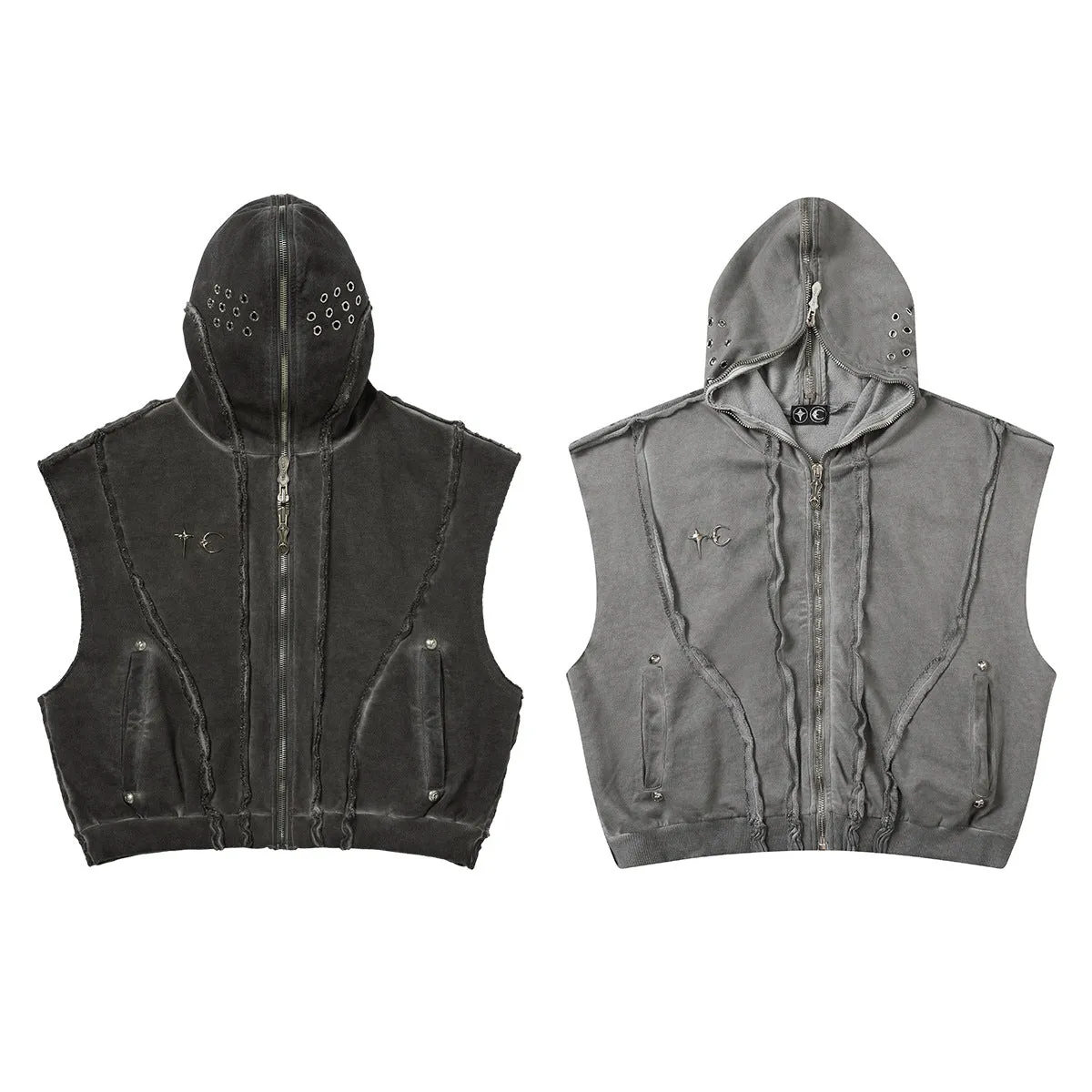 Edgy Zip Sleeveless Hoodie