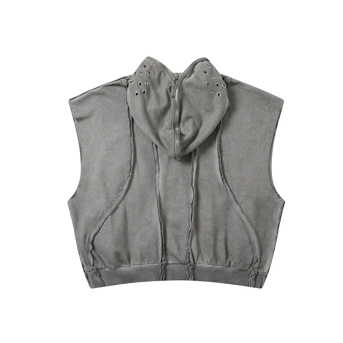Edgy Zip Sleeveless Hoodie