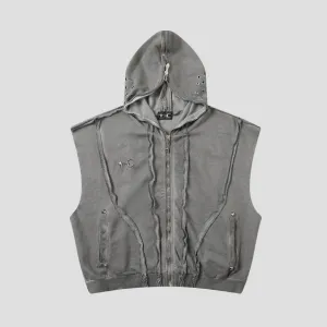 Edgy Zip Sleeveless Hoodie