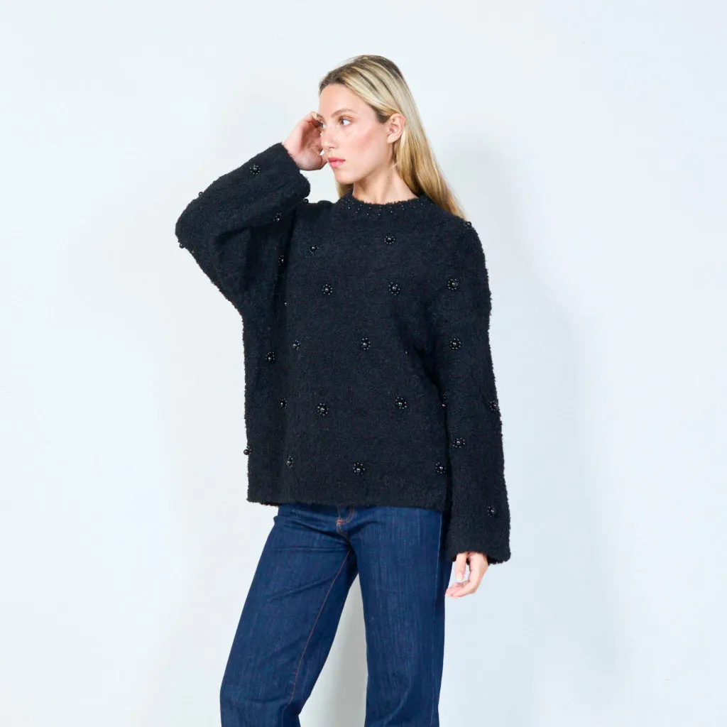 Elegant beaded knit sweater wholesale