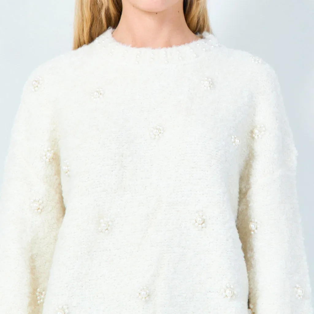 Elegant beaded knit sweater wholesale