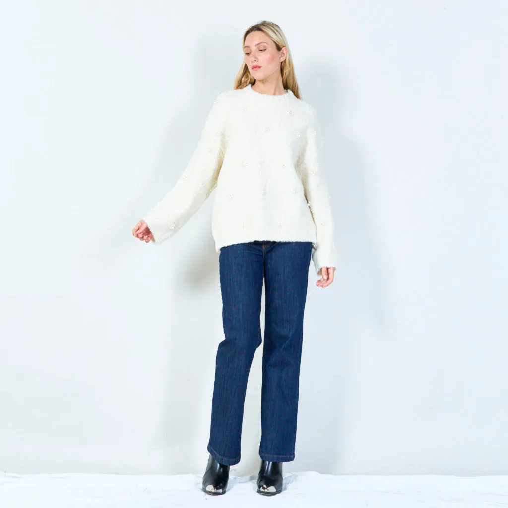 Elegant beaded knit sweater wholesale