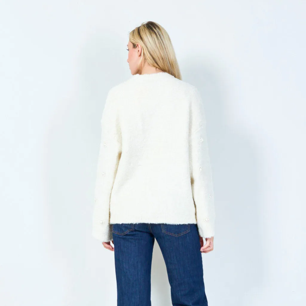 Elegant beaded knit sweater wholesale