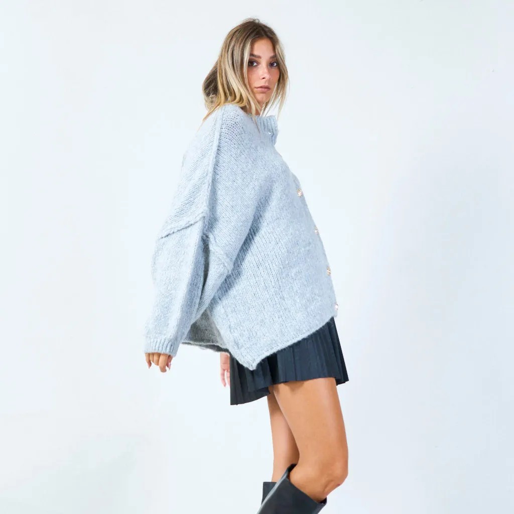 Elegant chunky knit cardigan with button accents wholesale