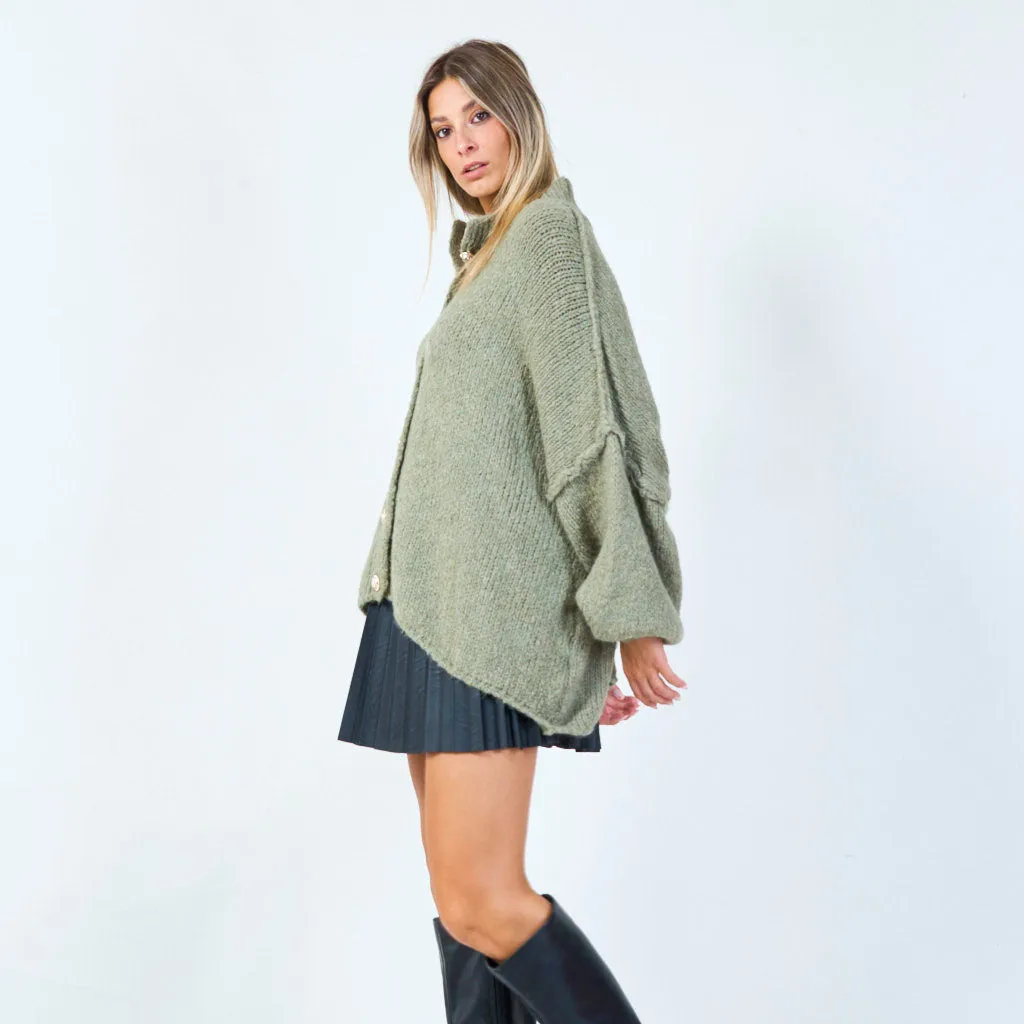 Elegant chunky knit cardigan with button accents wholesale