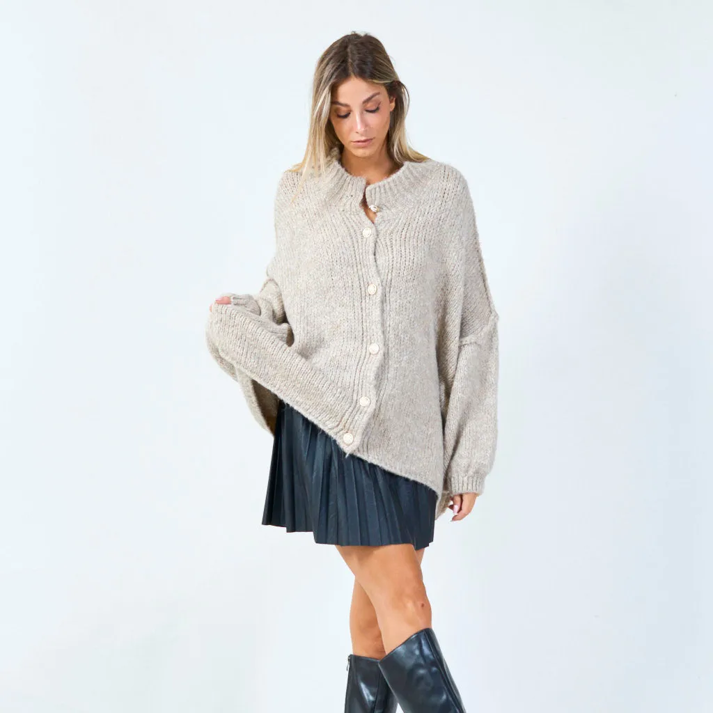 Elegant chunky knit cardigan with button accents wholesale