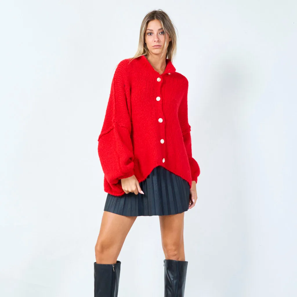 Elegant chunky knit cardigan with button accents wholesale