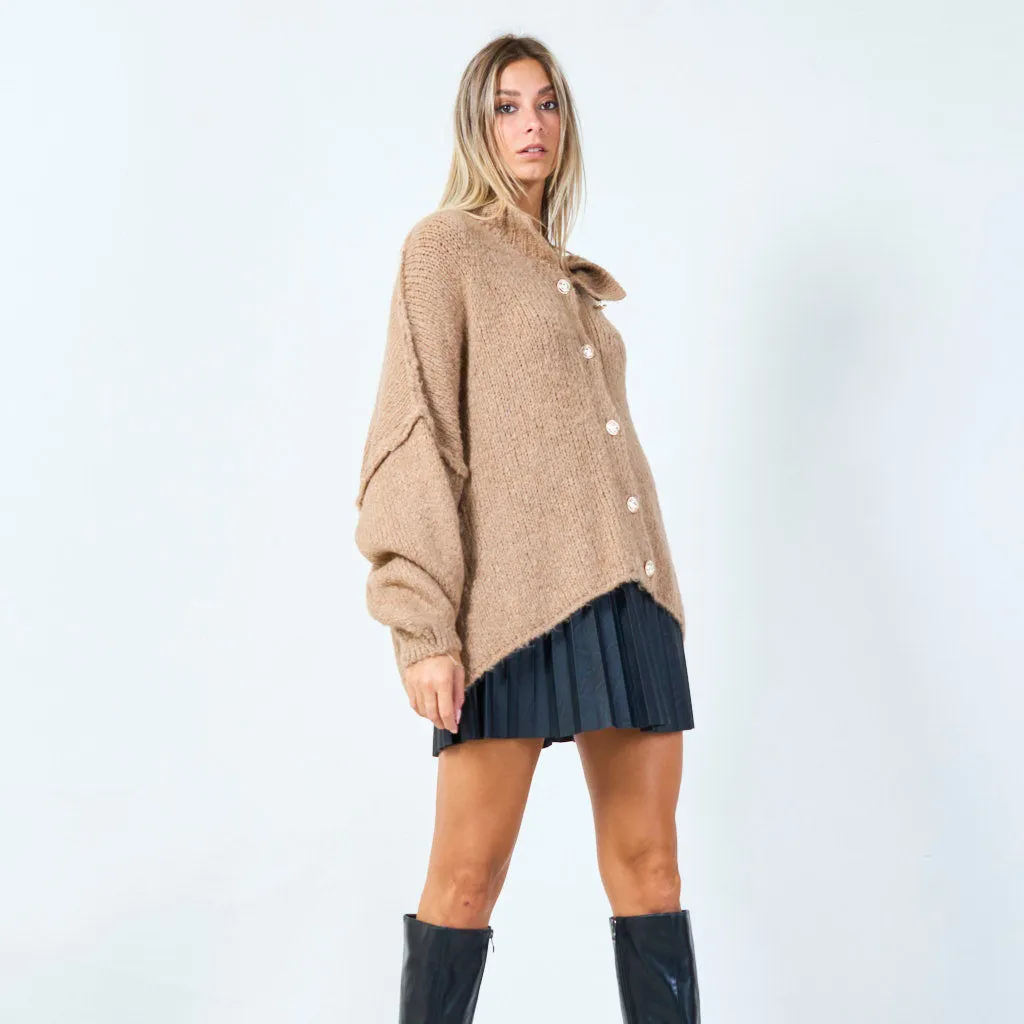 Elegant chunky knit cardigan with button accents wholesale