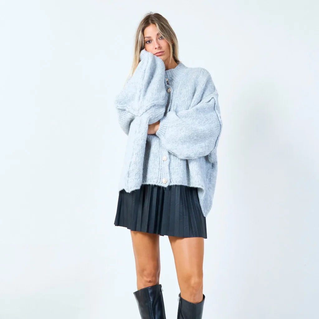 Elegant chunky knit cardigan with button accents wholesale