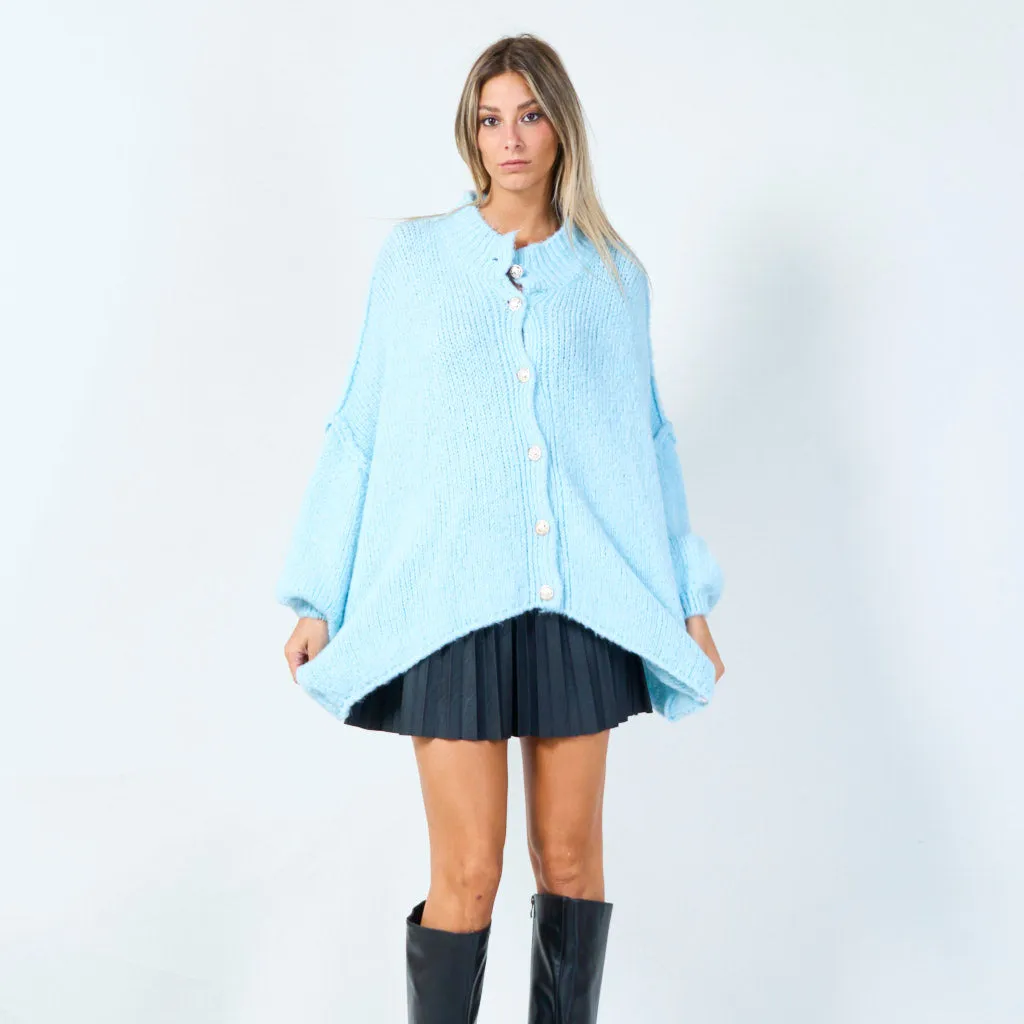 Elegant chunky knit cardigan with button accents wholesale