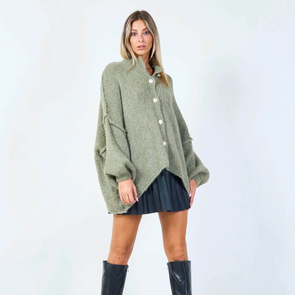 Elegant chunky knit cardigan with button accents wholesale