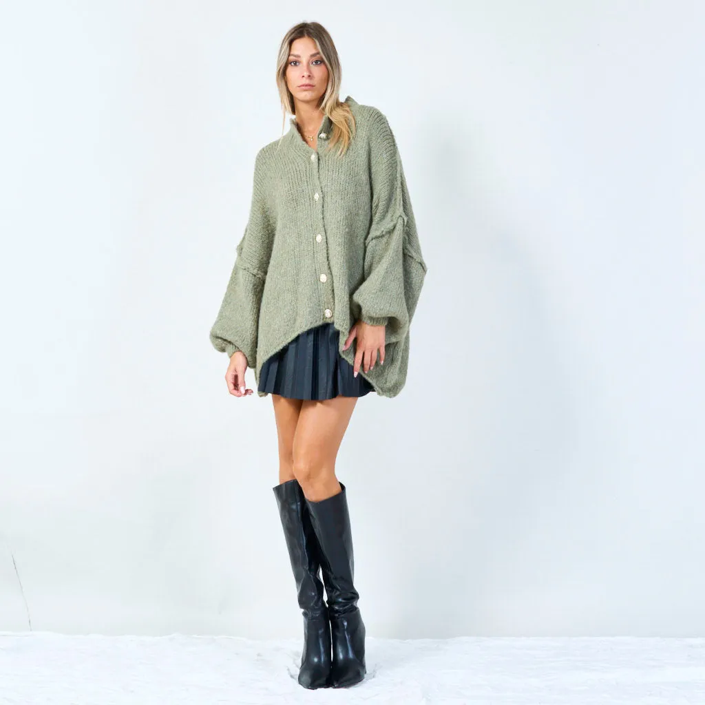 Elegant chunky knit cardigan with button accents wholesale